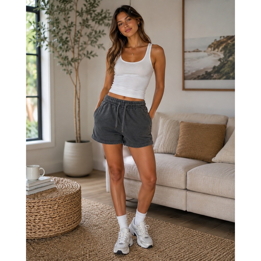 Talentless Sweat Shorts Women XS Grey Loungewear Minimalist Streetwear